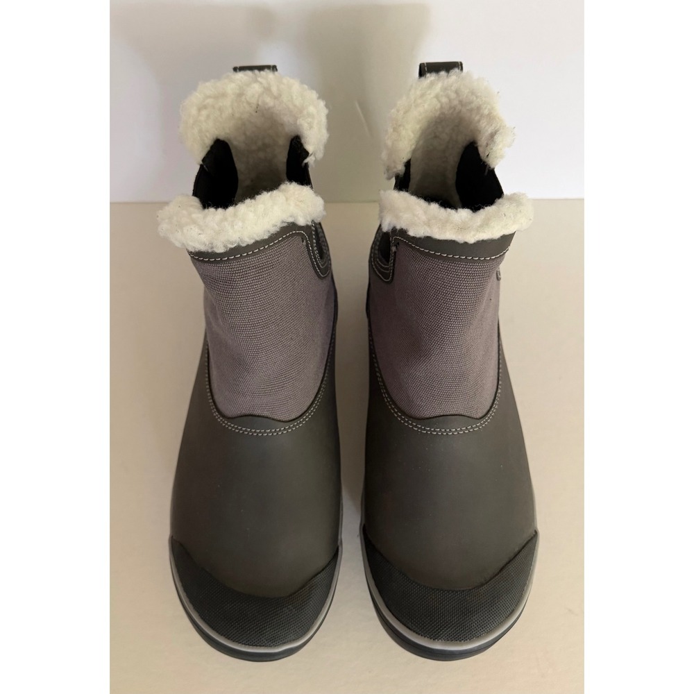 Keen Womens Elsa Chelsea Waterproof Winter Boots Sherpa Lined Gray Pull On 9 - Picture 3 of 10